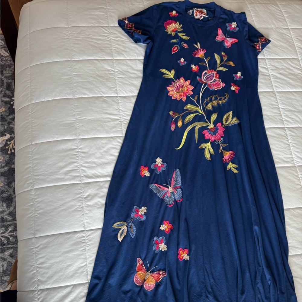 Johnny Was Floral Embroidered Maxi Dress